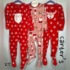 2T Carter's Christmas Fleece Footed Pajamas